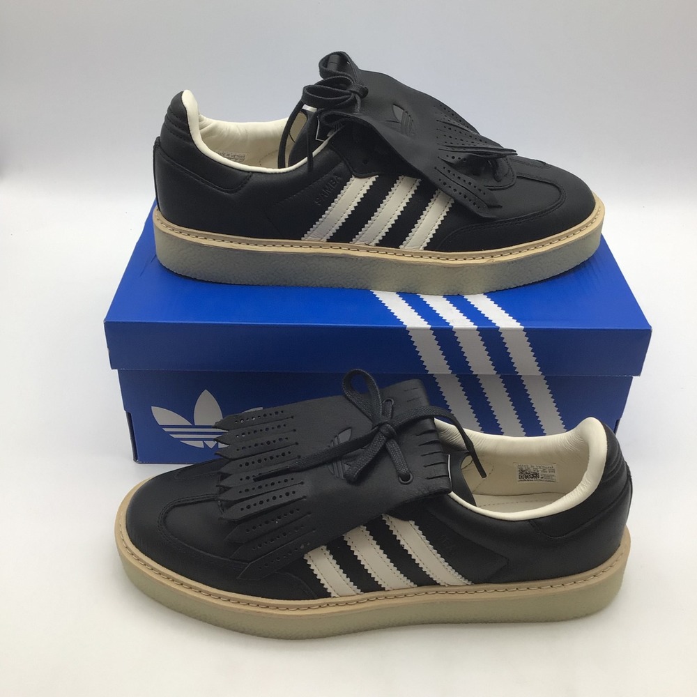 Adidas Samba Lux Mens Size 10 Black White Leather Fringe Platform JR0904 NEW